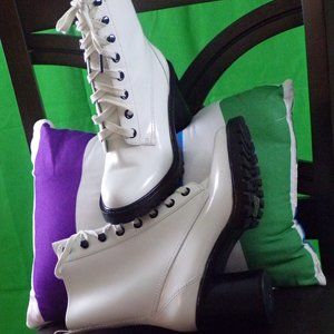 AUTHENIC WHITE MARC JACOBS PATENT LEATHER BOOTS